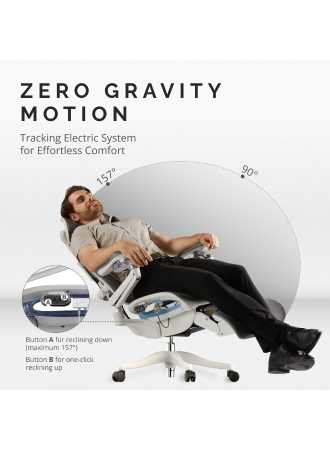 Sky Land Skyland Electric  Office Chair - High-Back Mesh Design, 8D Armrests, Adjustable Lumbar Support & Footrest, One-Touch Zero Gravity Recline Technology - Executive Comfort for Long Work Hours - Image 3